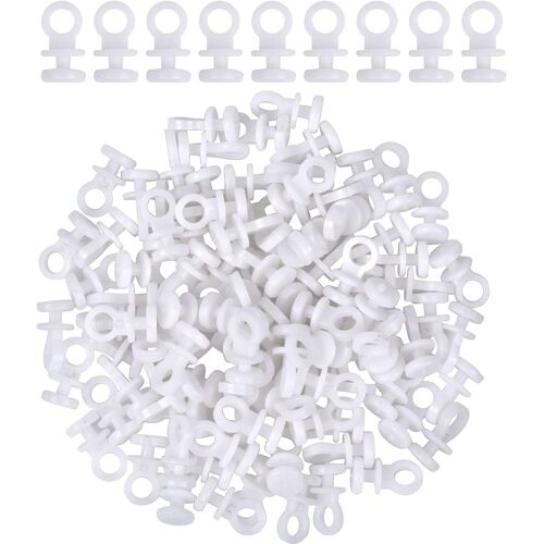 KALANKA-100 Pcs Glisseurs pour Rail à Rideaux - Crochets en Plastique Blanc Coulissants - Idéal pour la Plupart des Rideaux ou Rideau de Douche