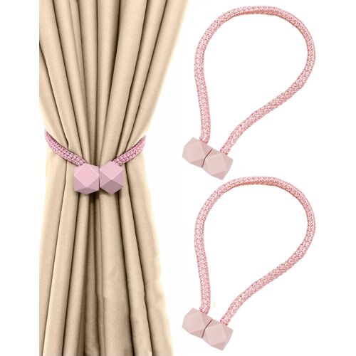 KALANKA-2 Pièces Embrasses Rideaux Magnétiques,Embrasse Rideaux,Accroche Rideau,Attache de Rideau Magnétique,Attaches de Fixation de Rideaux,Pinces à Rideau pour Maison,Bureau,Décoration(rose)