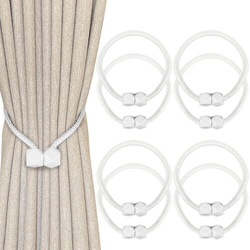 Kalanka-8 Pièces Embrasse Pour Rideaux Magnétiques,Aimantée Pour Voilages,Forte Force Magnétique,Pour Décoration De Maison (Blanc)