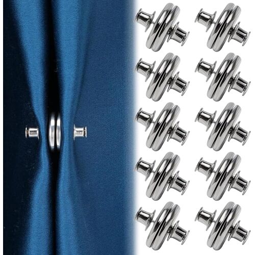 KALANKA-10 Paires Aimant Rideau 2,5 cm Aimant pour Rideaux Amovible Curtain Magnets Closure Étanche à La Lumière Ferromagnétisme Pinces Magnétiques pour Rideaux Convient Salon Chambre Salle Bain