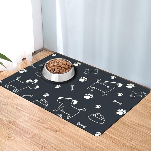 Kalanka-Tapis Chat Gamelle Absorbante 40 X 60 Cm, Antidérapant Tapis Gamelle Chien Absorbant, Tapis Pour Aliments Pour Animaux Pour Les Gamelles D'eau Et De Nourriture Afin D'éviter Les Éclaboussures
