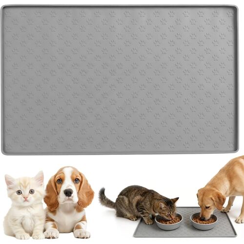 Kalanka-Tapis D'alimentation Pour Chat - Grand Tapis De Nourriture Pour Chien - En Silicone - Antidérapant - 100 % Étanche - Avec Bord Surélevé De 1,5 Cm - 48 X 30 Cm