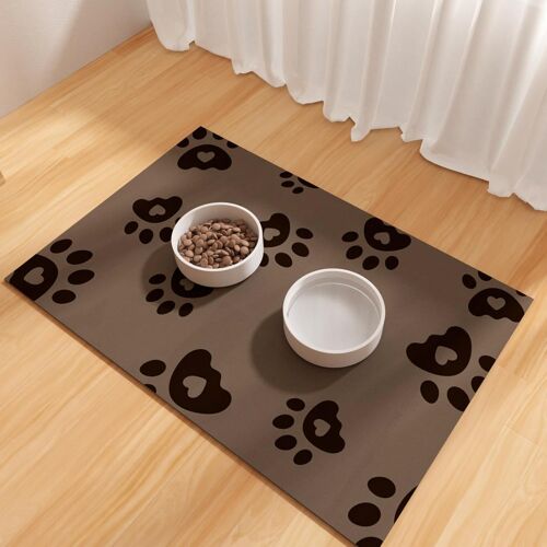 Kalanka-Bleswin Tapis D'alimentation Pour Animaux 40x60cm, Tapis Absorbant Pour La Gamelle Du Chien, Tapis Antidérapant Pour Les Chiens, Tapis Pour La Gamelle Du Chien Pour Les Buveurs Désordonnés, M