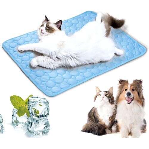 Kalanka-50 X 40 Cm Tapis Refroidissant Pour Chien Tapis Chat Rafraichissant Couverture Réfrigérante, Convient Pour Le Refroidissement De La Pelouse Du Siège De Voiture Du Canapé Au Sol (Bleu S)
