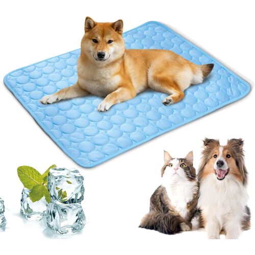 Kalanka-Tapis Refrigerant Chien 70 * 55cm Tapis Rafraîchissant Pour Animaux Coussin De Refroidissement Réutilisable Pet Cooling Mat Pour Chiens De Petite Et Moyenne Taille Ou Chats Durable¿Bleu L¿