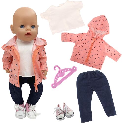 KALANKA-Vêtements de poupée 35-43 cm, 5 pièces tenues de poupée avec veste, t-shirt, pantalon, chaussures et cintres, accessoires pour poupées de bébé, garçons et filles, cadeaux