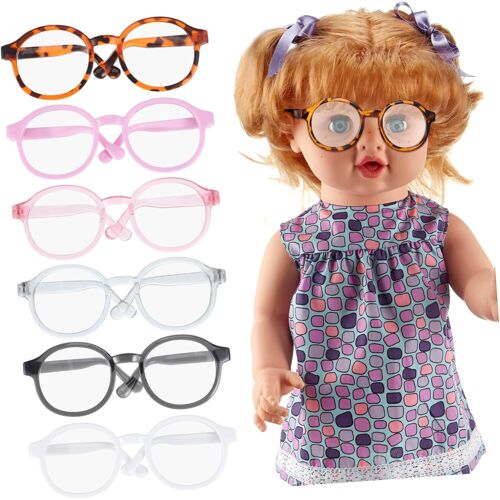 KALANKA-Lunettes De Poupée 6 Mini Lunettes De Poupée Déguisement avec Verres Transparents pour Accessoires Costume Fournitures Bricolage