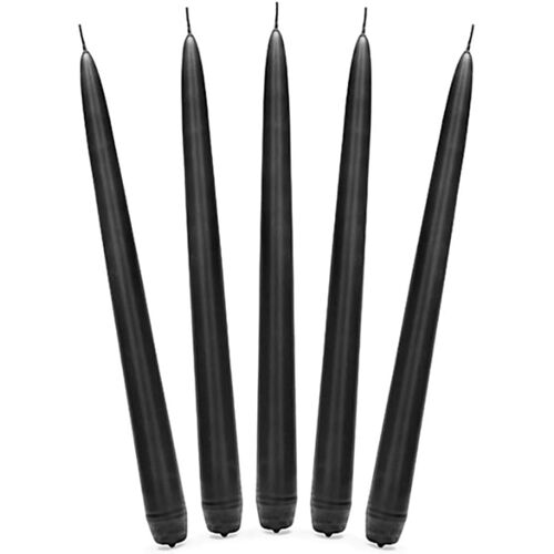 KALANKA-wYw Lot de 10 bougies coniques en cire Noir mat 24 cm Durée de combustion 5 heures