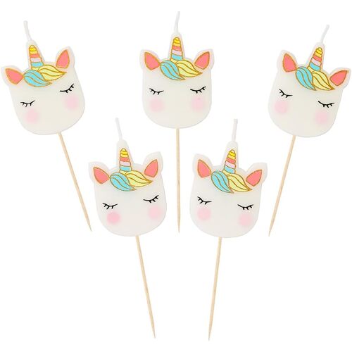 KALANKA-Lot de 5 Bougies Licorne, Décoration, Annversaire Enfants, Filles, Eén maat, Rose