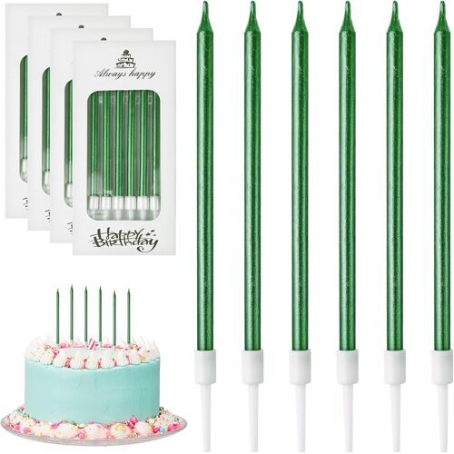 KALANKA-24 Pièces Bougie Anniversaire, Bougies de Gâteau D'anniversaire, Bougie D'anniversaire Longue avec Supports, Bougies d'Anniversaire Décorative pour Fête de Gâteau, Fête de Mariage, Anniversai