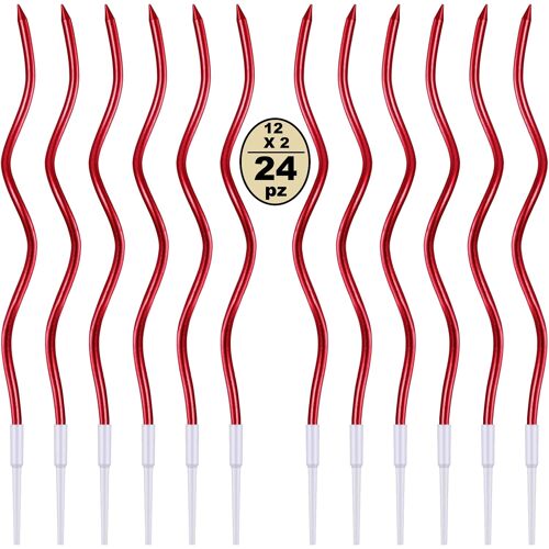 KALANKA-24 Bougies pour Gâteau d'Anniversaire, Bougies en Spirale d'Anniversaire Longues et Fines avec surface métallique, Bougie en Spirale pour Cupcake d'Anniversaire pour la Décoration de
