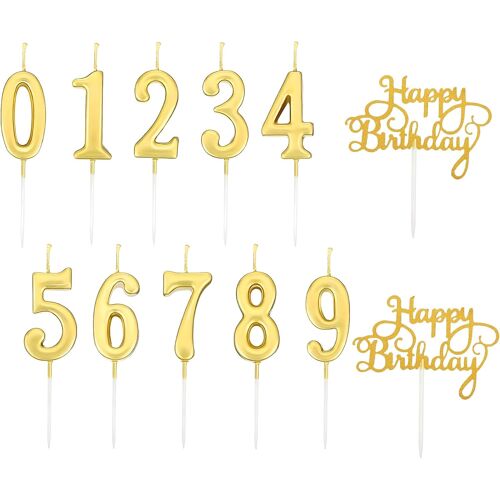 KALANKA-12 Pièces Bougie Chiffre Bougies D'anniversaire Bougie Anniversaire Chiffre Numéro 0 À 9 À Paillettes Pour Gâteau 2 Pièces Bougies Gâteau Topper Decoration Pour Fête D'anniversaire
