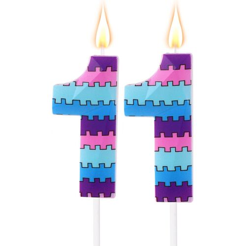 Kalanka-Bougies D'anniversaire De Jeu Vidéo, Bougie Numérotée Vibrante Sur Le Thème Du Jeu Décoration De Gâteau Bleu-Violet Pour Garçons Enfants Fournitures Décoration Fête D'anniversaire (Numéro 11)