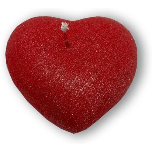 KALANKA-Bougie en forme de c?ur - Texture rayée - Sac cadeau - Bougie artisanale - Diamètre 8 cm hauteur 10 cm - Cadeau Saint Valentin - Bonbonnière - Couleur Rouge -