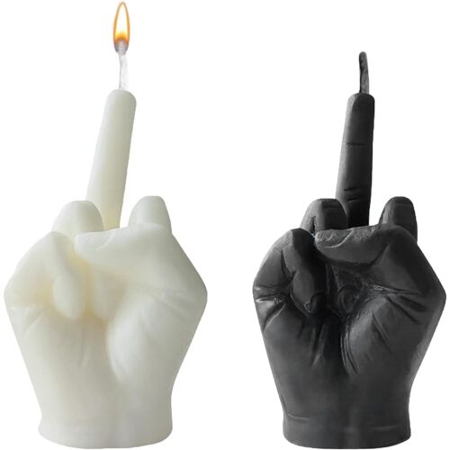 KALANKA-Middle Finger Candle 2 Pièces Bougies en Forme de Farce Aromathérapie 9 cm Bougie Doigt Sculpté à Main Décoration Intérieure Idéal pour un Bureau Pendaison de Crémaillère Ou un Anniversaire