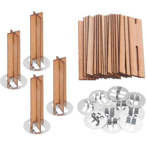 KALANKA-10 Set Mèches de Bougie en Bois, 0.5 X 2 Pouces Mèches en Bois Naturel avec Support en Forme de Croix C?urs de Bougie Fournitures avec Son Crépitant et Flamme