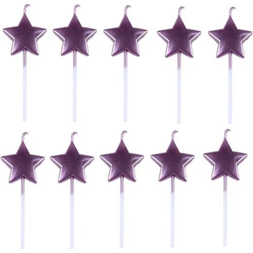 KALANKA-Bougies d'anniversaire en forme d'étoile, 10 Pcs, Métalliques, Durables, Rose