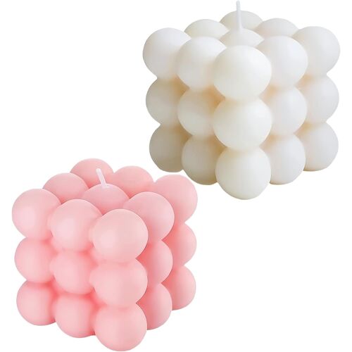 KALANKA-Lot de 2 Bougies à Bulles Faites à la Main,Cubiques Bougies,Bougies Parfumées Naturelles et Parfumées,Bougie Décorative en Cire de Soja Naturelle Faite à la Main