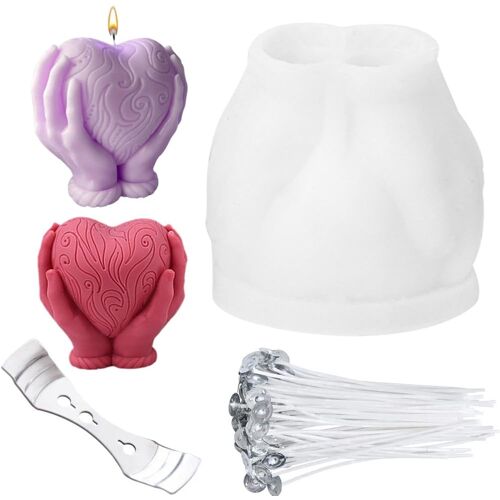 Kalanka-Moule À Bougie En Silicone, Moule En Silicone En Forme De C?ur, Moule En Silicone, Bougie En Forme De C?ur, Moule À Bougie Diy Avec 30 Mèches De Bougie, Moule À Bougie À Brûler
