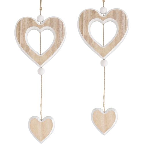 Kalanka-Lot De 2 Pendentifs En Forme De C?Ur En Bois - Décoration De Fenêtre À Suspendre Pour Mariage, Saint-Valentin, Salon Et Décoration Extérieure - Bougies Décoratives Romantiques En Bois (35 Cm)