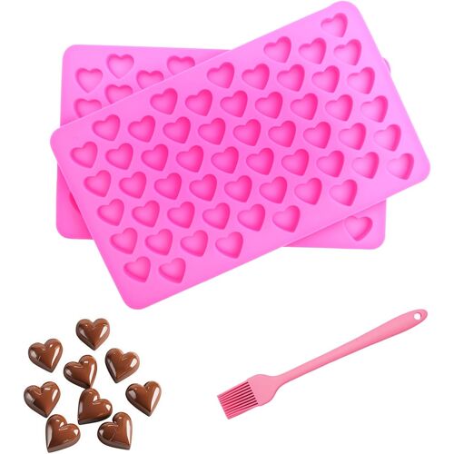 Kalanka-2 Moules Bonbon En Silicone Avec Pinceau, Moule À Bonbon Silicone, Mini Moules Pour Chocolat, Glaçons, Bonbons, Fondant Ou Bougie, Résistants À La Chaleur, Rose