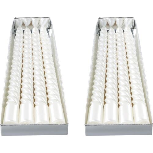 KALANKA-8 Bougies Torches Tordues, Bougies Spirale Premium pour Dîner et Décoration, Longue Durée de Combustion, Lot de Anti-Gouttes pour Décoration de Table, Mariage, Noël & Fêtes (Blanc)