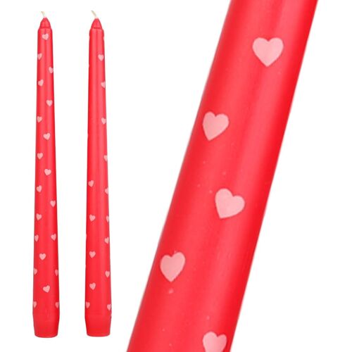 KALANKA-Lot de 2 bougies coniques en forme de c?ur pour 5 heures de combustion - Bougies de table décoratives pour dîners romantiques, Saint-Valentin et décoration d'intérieur - Cire non