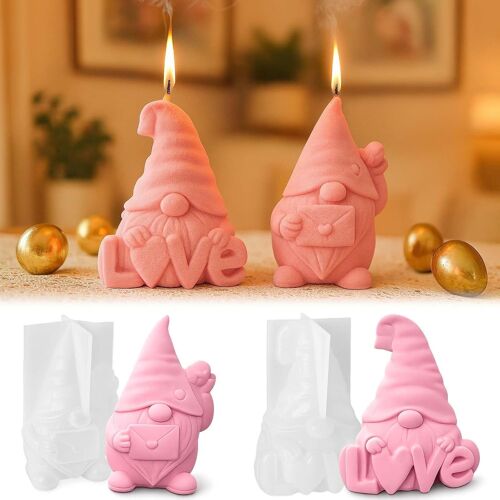 KALANKA-Moules en silicone lutin avec c?ur, moules à bougies pour couler Pâques, moules en silicone, lutin de Pâques, moules en silicone en forme de c?ur