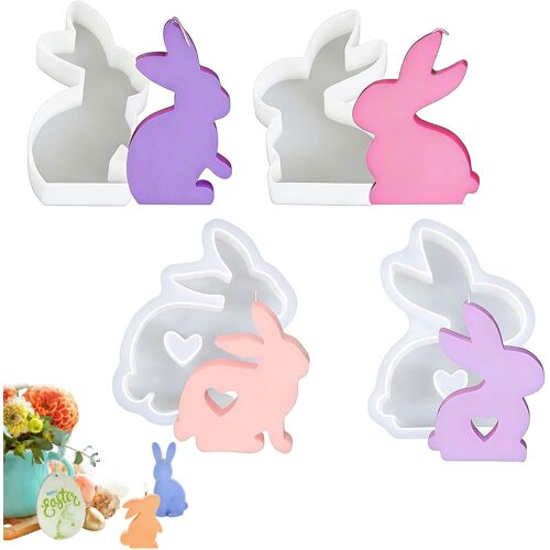 Kalanka-Moule À Bougie En Silicone Forme De Lapin, Pour Création De Bougies Et Savons, Décorations D'easter, Set De 4, Design Unique, Facile À Nettoyer