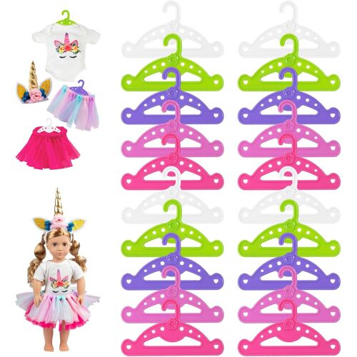 KALANKA-20 Pièces Cintre Enfant,Cintres pour Poupées Cintre Bebe Cintre Poupee Cintres de Poupée Set Plastik Vêtements Poupée Cintre Baby Born Ensemble de Cintres,pour Enfants Bébés Les Poupée