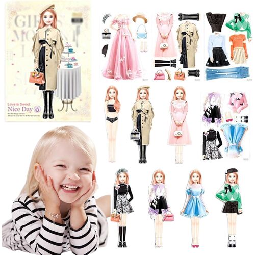 KALANKA-Jouet D'habillage De Poupées Magnétiques Habillage Magnétique pour Bébé Poupée en Papier pour Habillage de Princesse Jeu de Puzzles de Vêtements Magnétiques pour Personnes Cadeau pour Fille
