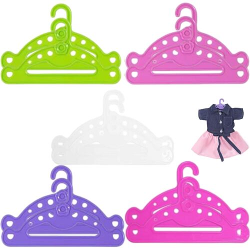 KALANKA-10 pièces Cintres pour Poupées en Plastique,Cintres Anti-Dérapants pour Vêtements de Poupée,Accessoires de Rangement pour Tenues de Poupée