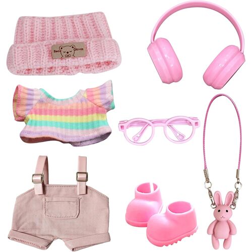 KALANKA-7 Pcs Vêtements de poupée en Peluche de 17 cm, Accessoires pour Poupées, Poupées Vêtements pour Collectionneurs, Idée Cadeau Collectionneur, Noël, Anniversaire (No Doll)