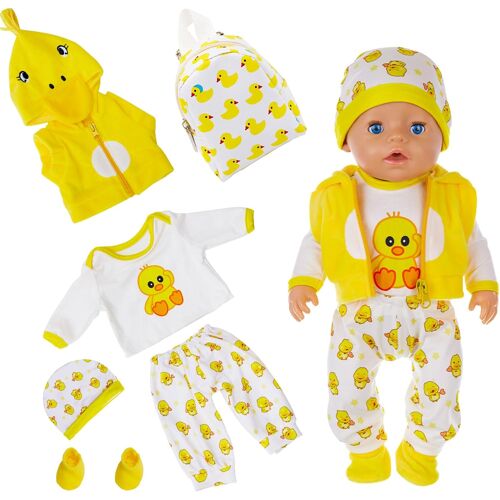 KALANKA-Vêtements de poupée pour poupées de 35 à 43 cm, avec haut, pantalon, gilet, chapeau, sac à dos, chaussettes de canard jaune, vêtements de poupée pour nouveau-né 14-17 pouces pour garçons et f