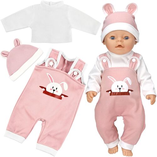 KALANKA-Tenues de vêtements pour poupées, vêtements de poupée, poupées Nouveau-né, Accessoires de poupée avec Chapeau Pantalon à Manches Longues, pour poupées 35-43 cm, Cadeaux pour Filles garçons (C