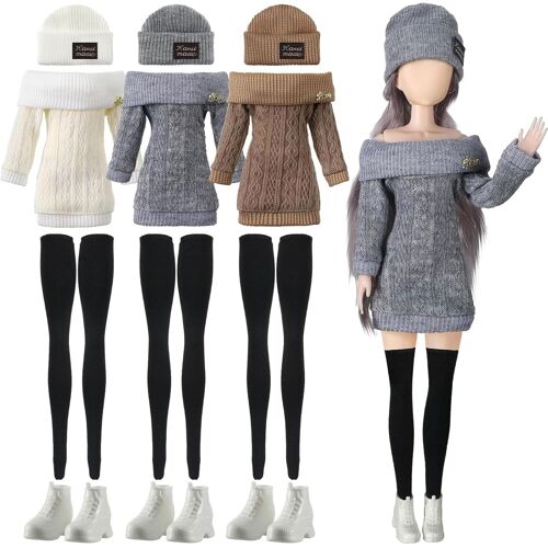 KALANKA-Ensemble 3 pièces de vêtements et Accessoires de poupée 12 pièces, Costume, Pantalon, Chaussures, Pull, Tenues, poupées Non incluses, pour Filles, Cadeaux de Noël, 30 cm