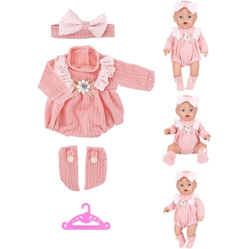 KALANKA-Rose Vêtements pour poupée bébé 35-43 cm, ensemble de vêtements de poupée, ensemble de vêtements de poupée pour enfants et filles, accessoires pour poupée (pas de poupées)