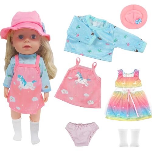 KALANKA-Vêtements de poupée bébé, vêtements de poupée bébé 12-18 Pouces, 6 pièces Nouveaux vêtements de poupée Tenues, 30 cm-45 cm Doux vêtements de bébé Tenues Cadeaux pour Filles/garçons