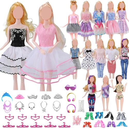 KALANKA-Lot de 42 vêtements et accessoires compatibles avec Barbie. Comprend 6 vêtements de mode, 1 veste, 1 maillot de bain de poupée de 11,5 pouces pendant les vacances ou Noël