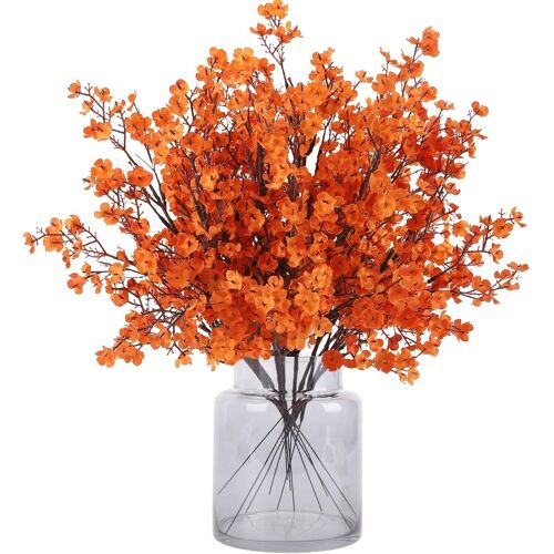 KALANKA-Gypsophile Artificielles, 12Pièces Artificielles Fleurs, pour Bricolage, Mariage, Fête, Table, Arrangements Floraux et Décorations de La Maison(Couleur Orange)