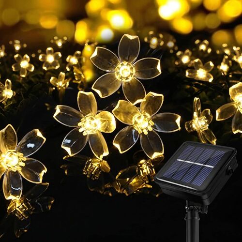 Kalanka-Guirlande Solaire Extérieure, 11 M, Fleurs Extérieures, 60 Led, Étanche, 8 Modes Avec Fonction Mémoire, Fleurs Led Pour Jardin, Terrasse, Balcon, Fête, Mariage, Décoration De Patio