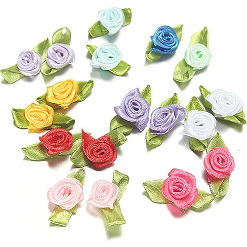 KALANKA-Lot de 100 fleurs décoratives - 14 couleurs - Multifonctionnelles - Fleurs miniatures en tissu à coudre - Vêtements, chapeaux, sacs, chaussures, bricolage - Décoration