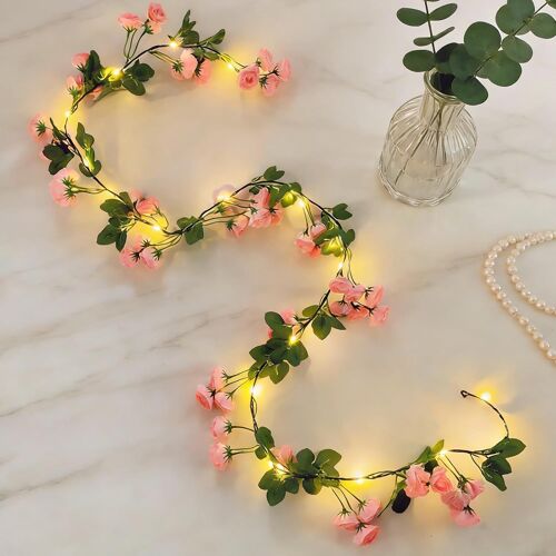 Kalanka-Guirlande Lumineuse,20 Led Guirlande De Fleurs Artificielles 2m,Plantes Artificielles Guirlandes,Guirlandes Lumineuses D'intérieur,Pour Fête De Mariage,Jardin,Maison,Décoration Murale