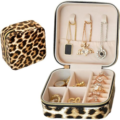 Kalanka-Boite A Bijoux De Léopard, Petite Boîte À Bijoux Pour Filles Et Femmes, Organisateur De Voyage Pour Boucles D'oreilles Colliers, Cadeau De Mariage