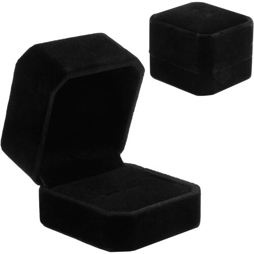 Kalanka-Boîte À Bagues En Velours Noir Pour Fiançailles Et Mariage, Coffret Élégant Pour Présentation De Bijoux, Petite Boîte Cadeau Idéale Pour Demande En Mariage, Dimensions 5.4 X 5 X 3.9 Cm