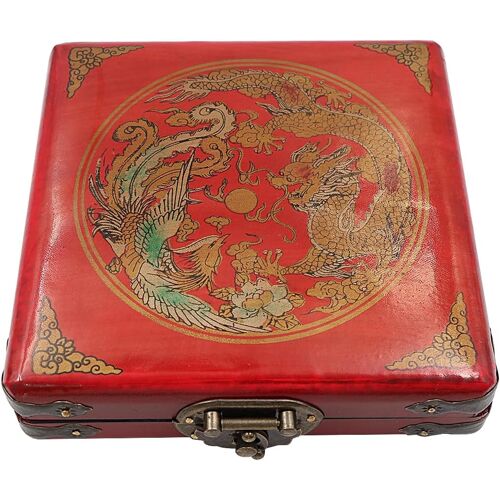 Kalanka-Boîte À Bijoux Chinoise Rétro En Bois, Organisateur De Bijoux, Coffre Au Trésor, Organisateur De Bracelets Et De Bracelets (Rouge Rétro)
