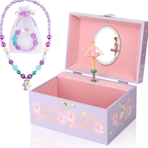 Kalanka-Boîte À Bijoux De Musique, Boîte De Réception De Bijoux De Musique Avec Jeu Cadeau De Ballerine Tournante Pour Filles Enfants Filles