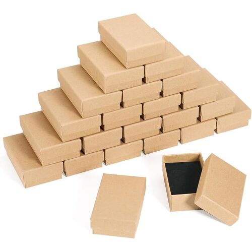 Kalanka-Lot De 24 Boîtes À Bijoux En Papier Kraft Rempli D'éponge À L'intérieur De Papier Cartonné Pour Cadeaux Bijoux Bagues 8 X 5 X 2,5 Cm