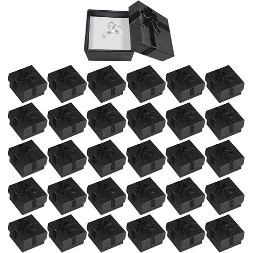 Kalanka-Lot De 30 Boîtes Cadeau À Bijoux, 4 X 4 Cm, Pour Bagues Et Boucles D'oreilles (Noir)