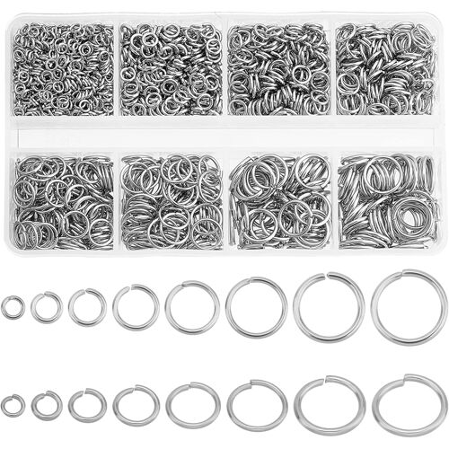 Kalanka-2240pcs 8 Tailles Anneaux Ouverts Acier Inoxydable Anneau De Jonction, Ouvert Anneaux Bijoux Connecter De Bijoux Chaine Links Pour Collier Bracelet Diy Réparation, 3 10mm Dia